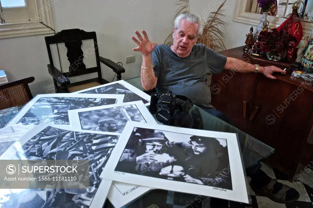 Cuban photographer Roberto Salas Meriño ( known as Salitas, 1940 ) at his home in Havana. Roberto Salas has documented the revolution from the Sierra ...