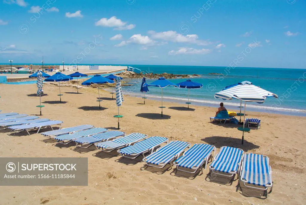 Kathara beach, Faliraki resort, Rhodes island, Dodecanese islands, Greece, Europe.