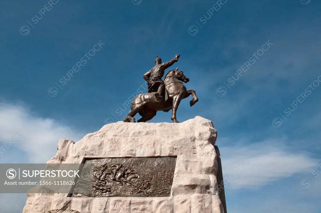 statue in Sukhbaatar Square in Ulan Baatar, Mongolia