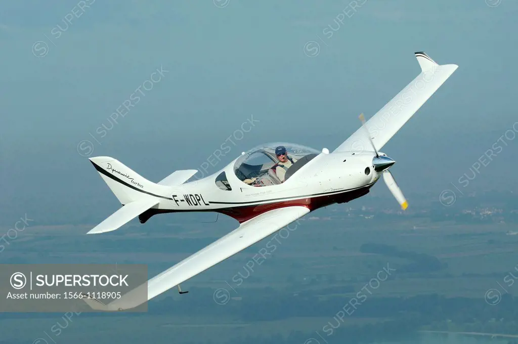 Small sport European LSA Aerospool Dynamic Turbo plane flying over France