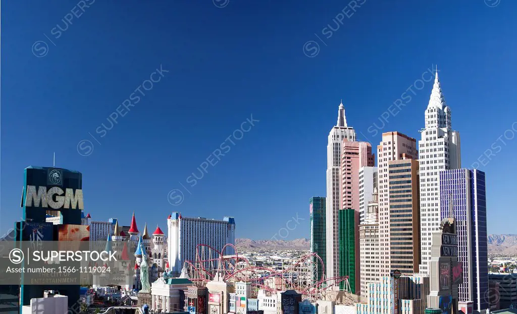 USA-Nevada-Las Vegas City-The Strip-MGM,New York New York and Excalibor Hotels