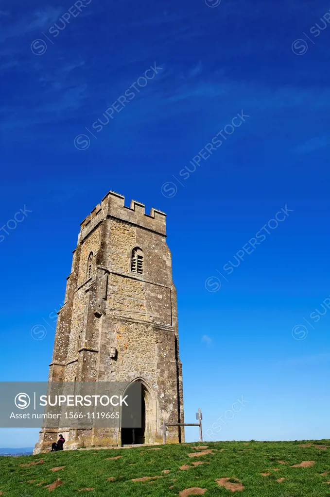 St Michael´s tower on Glastonbury Tor, Glastonbury, Somerset, England