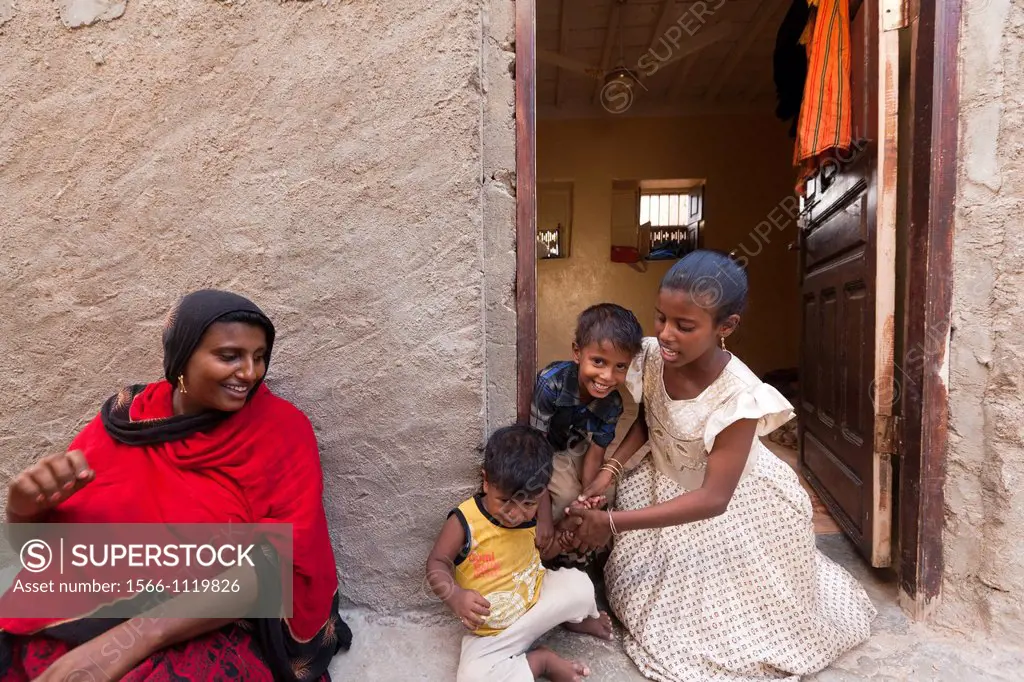 Family, Qalansiyah, Socotra island, listed as World Heritage by UNESCO, Hadhramaut governatorate, Yemen