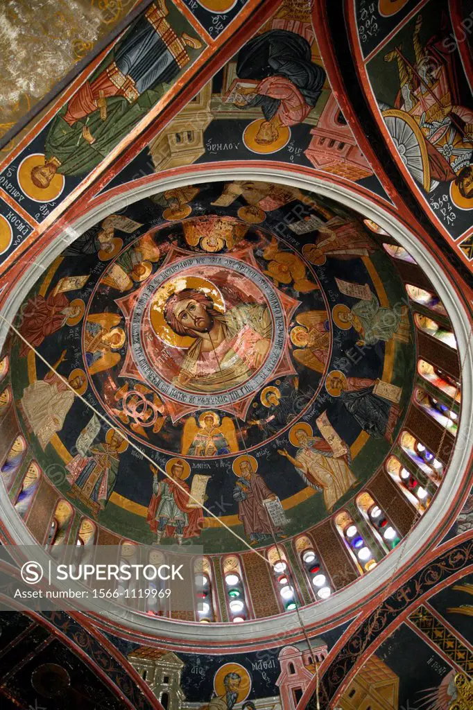 Ceiling of Agios Pandelimonos Byzantine Church in the village of Siana, Rhodes, Greece