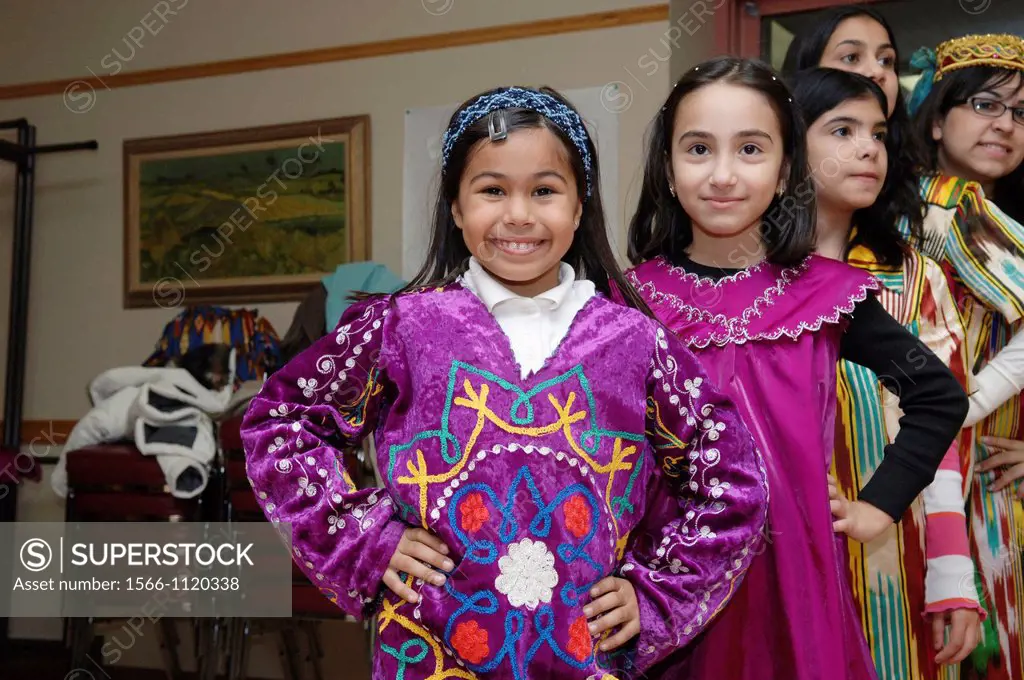 Bukharan folk dancer teaches traditional Bukharan folk dances to Bukharan mothers and their daughters who are growing up in the USA