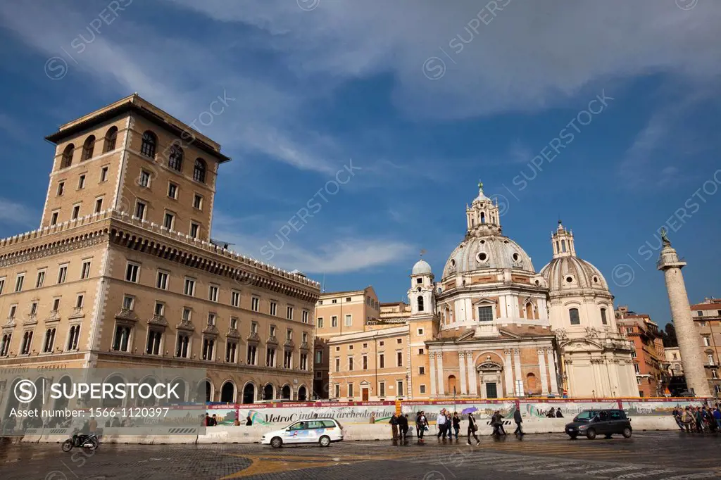 Trajan´s column, Santa Maria di Loreto church and Piazza Venezia in Rome, Lazio, Italy, Europe