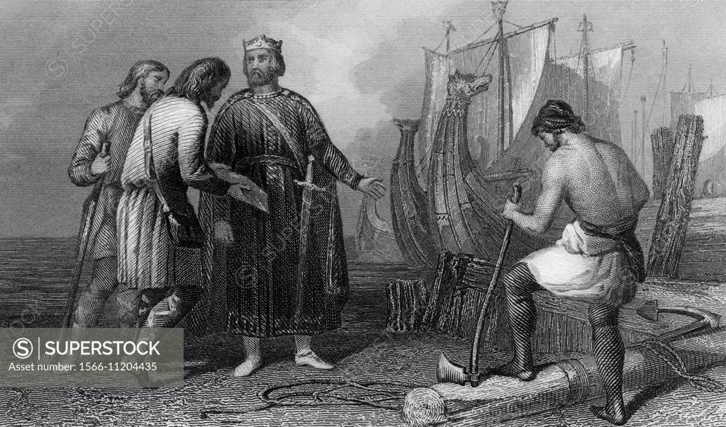 Alfred the Great, 847-899, King of the Anglo-Saxons, constructing the first English fleet,.