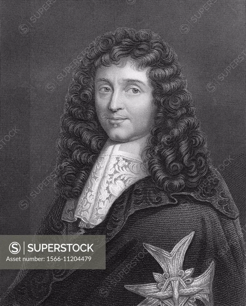 Steel engraving, c. 1860, Jean-Baptiste Colbert, Marquis de Seignelay, 1619 - 1683, a French statesman and finance minister, founder of mercantilism o...