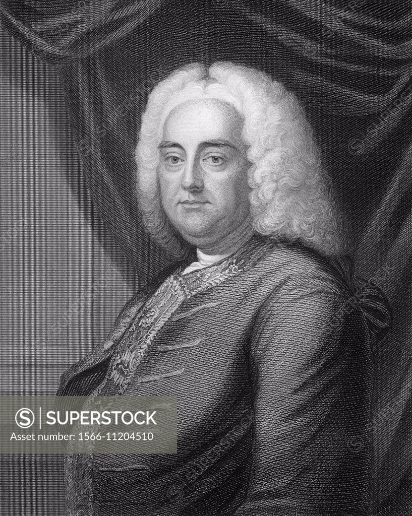 George Frederick Handel or George Frideric Handel, 1685 - 1759, a German-British composer of the Baroque,.