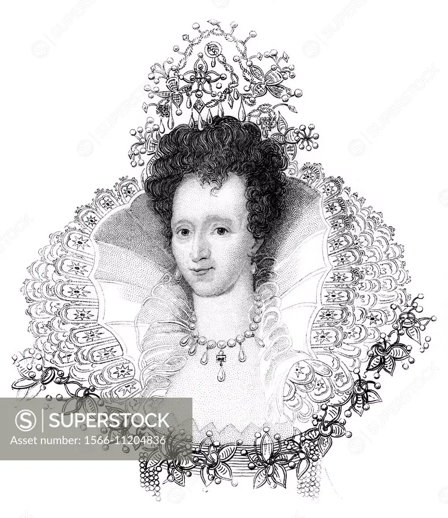 portrait of Elizabeth I, 1533 - 1603, Queen of England 1558 - 1603, from the Tudor dynasty,.