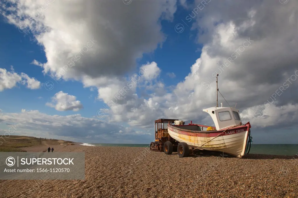 Fishing boat Weybourne Beach UK October