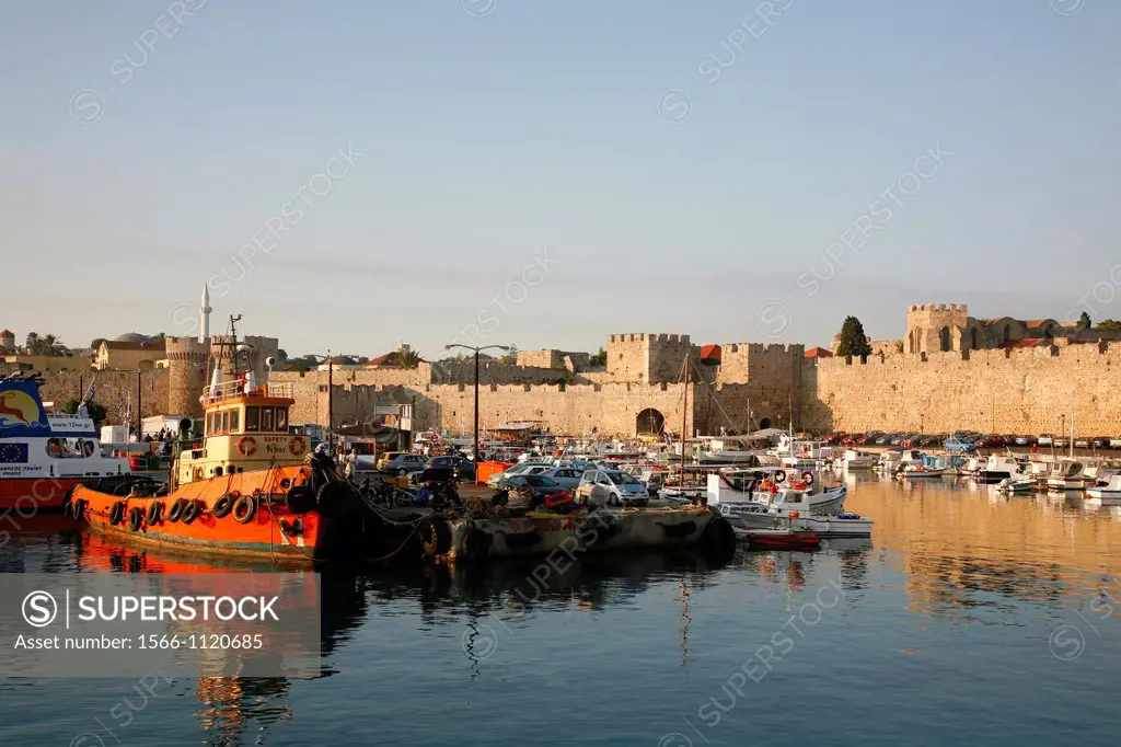 Fishing harbour, Rhodes old Town, Rhodes, Greece