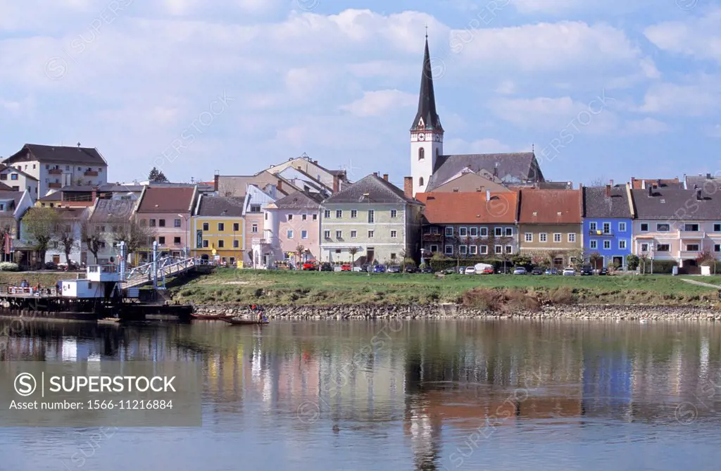 Ottensheim town with the Danube river. Austria