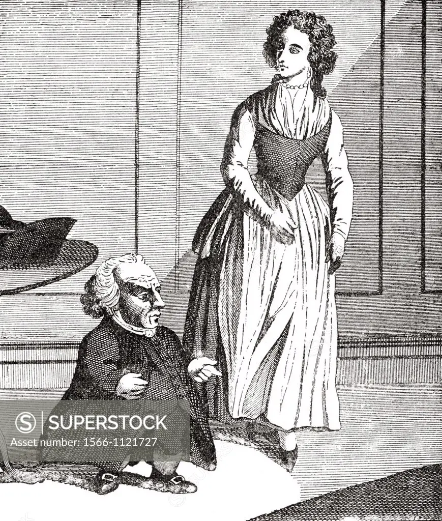 Wybrand Lolkes, 1730 - 1800, with his wife  Dutch dwarf and jeweller  From The Strand Magazine published 1894