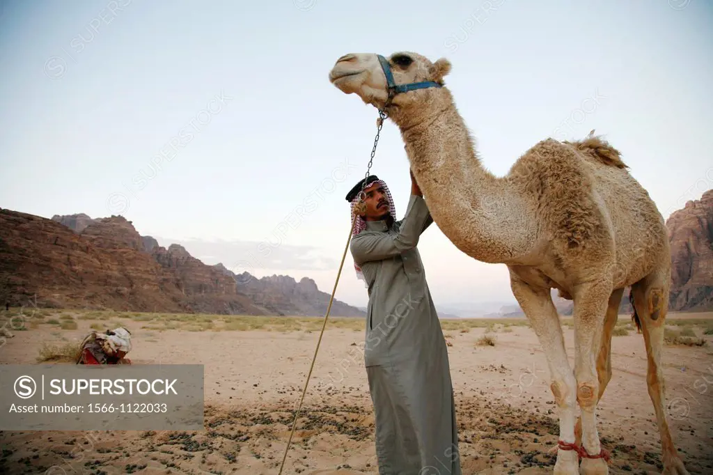 Bedouin man and his camel, Wadi Rum, Jordan