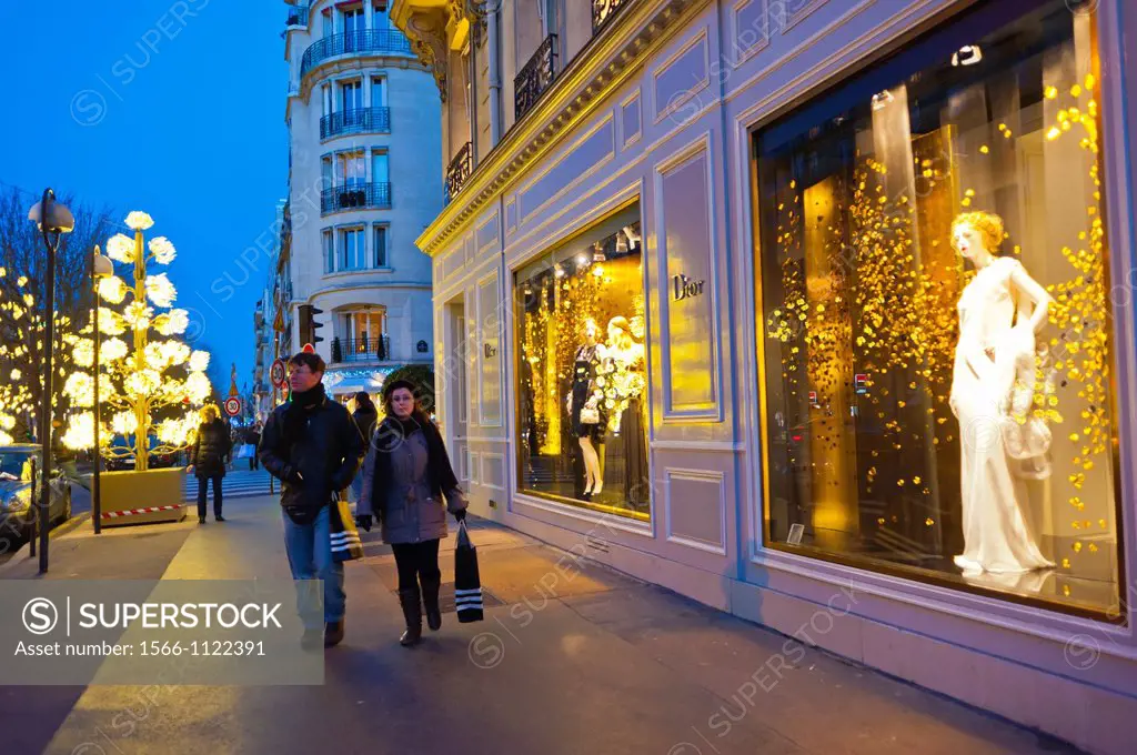 Paris, France, Luxury Christmas Shopping, Dior Store, Avenue Montaigne