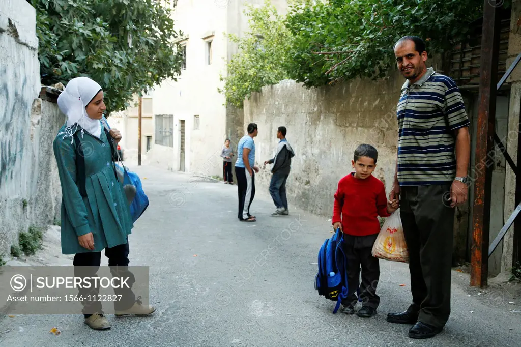 People at a residential neighbourhood in Amman, Jordan