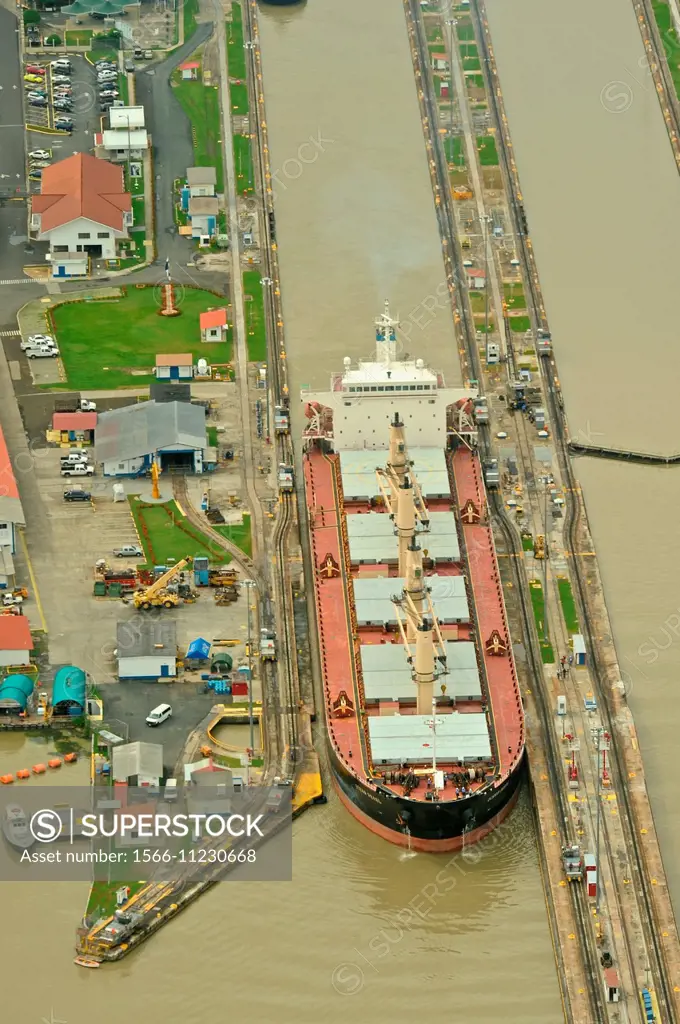 Container ship. Panama Canal.