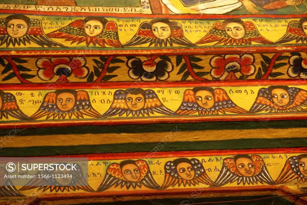 Ethiopia Lake Tana Zege Peninsula, Murals, in the Christian Church of Ura Kedane Meheriet,