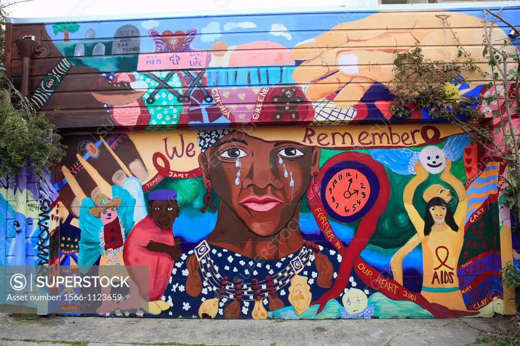 Murals, Balmy Alley, Mission District, Mission, San Francisco, California, USA