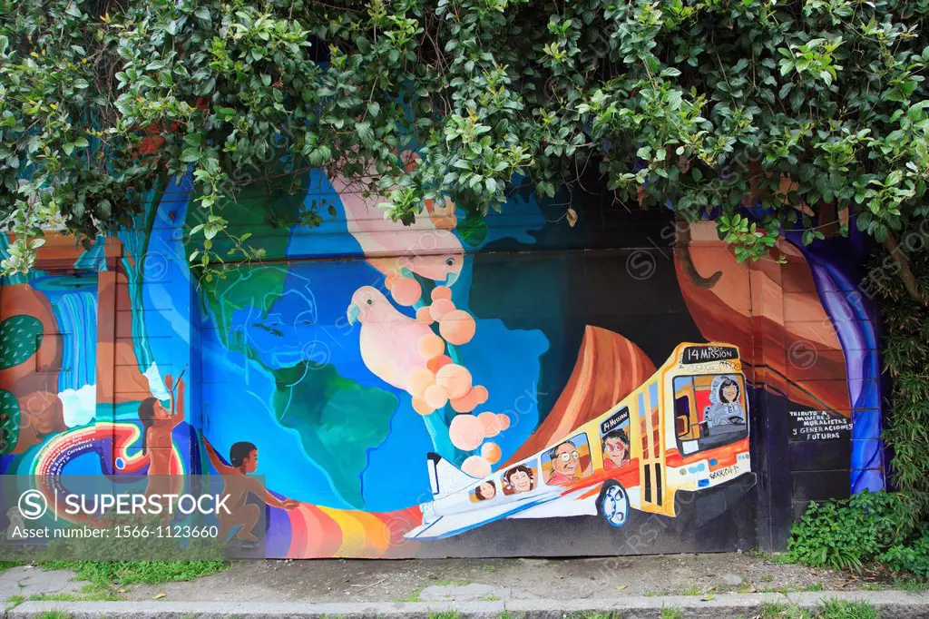 Murals, Balmy Alley, Mission District, Mission, San Francisco, California, USA