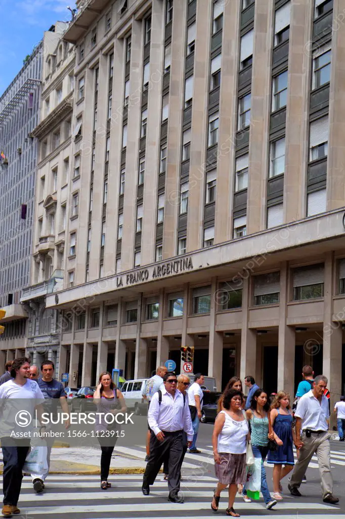 Argentina, Buenos Aires, Plaza de Mayo, street scene, landmark, historic main square, political hub, La Franco Argentina Insurance, office building, m...