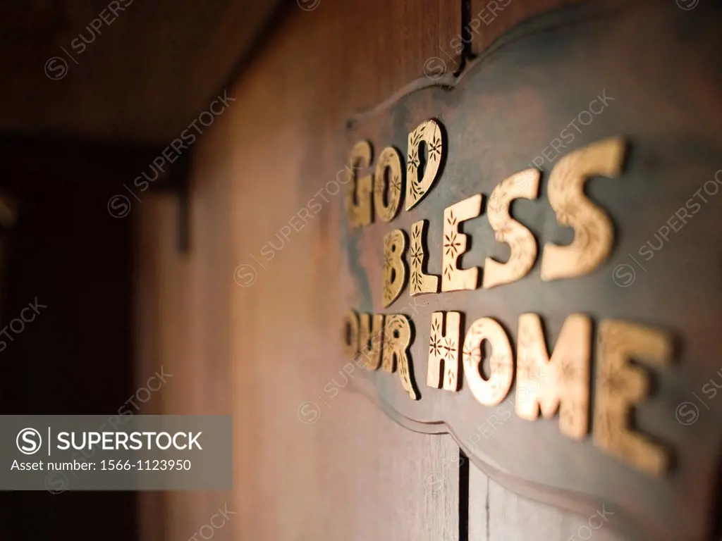 God bless our home sign in foreclosed house in Bronx, New York, United States