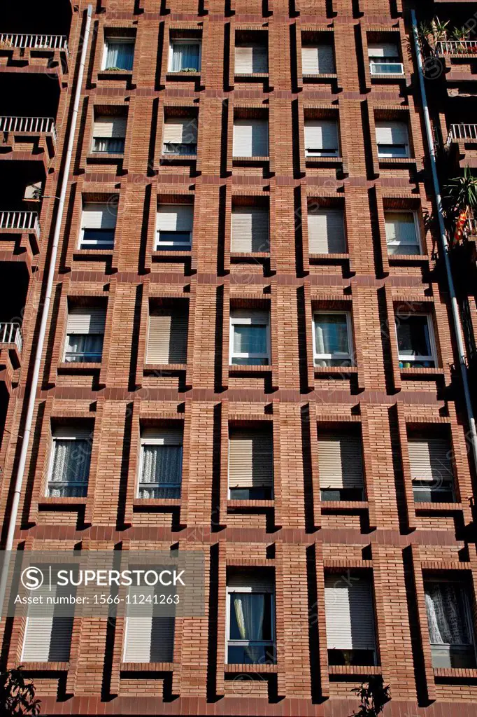 Windows, residential building, Badalona, Catalonia, Spain