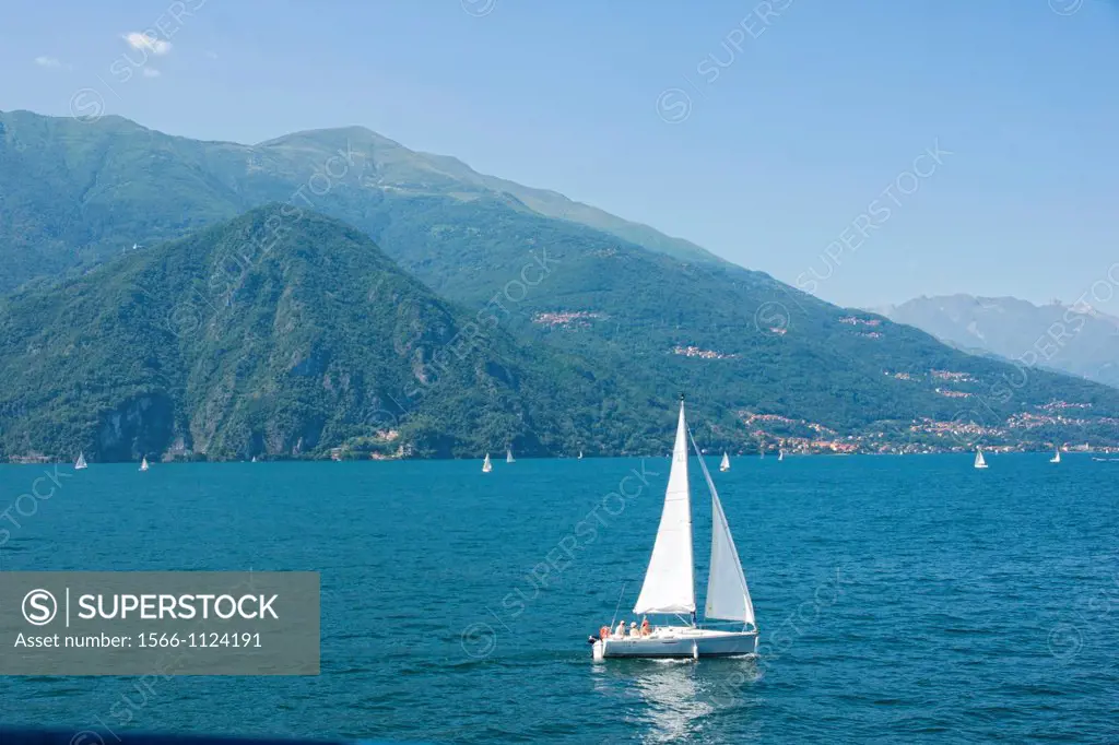 Yacht on Lake Como, Lombardy, Italy.