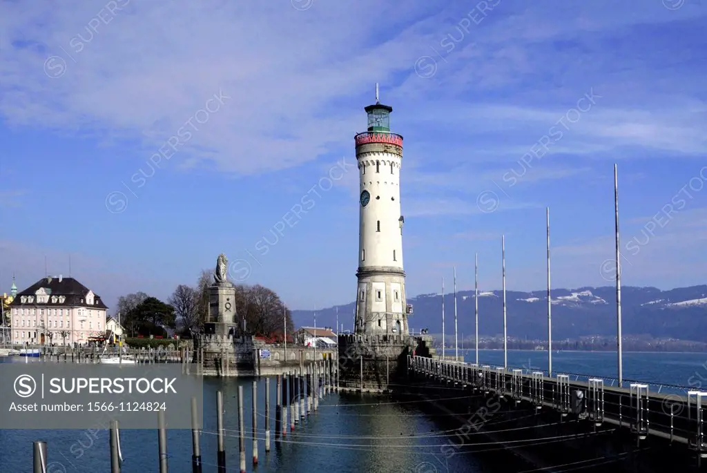 New Lighthouse of Lindau in Lake Constance - Caution: For the editorial use only  Not for advertising or other commercial use!
