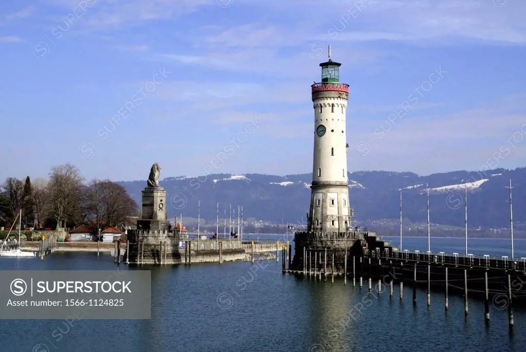 New Lighthouse of Lindau in Lake Constance - Caution: For the editorial use only  Not for advertising or other commercial use!