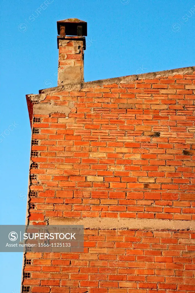 brick wall, chimney, Manresa, Catalonia, Spain