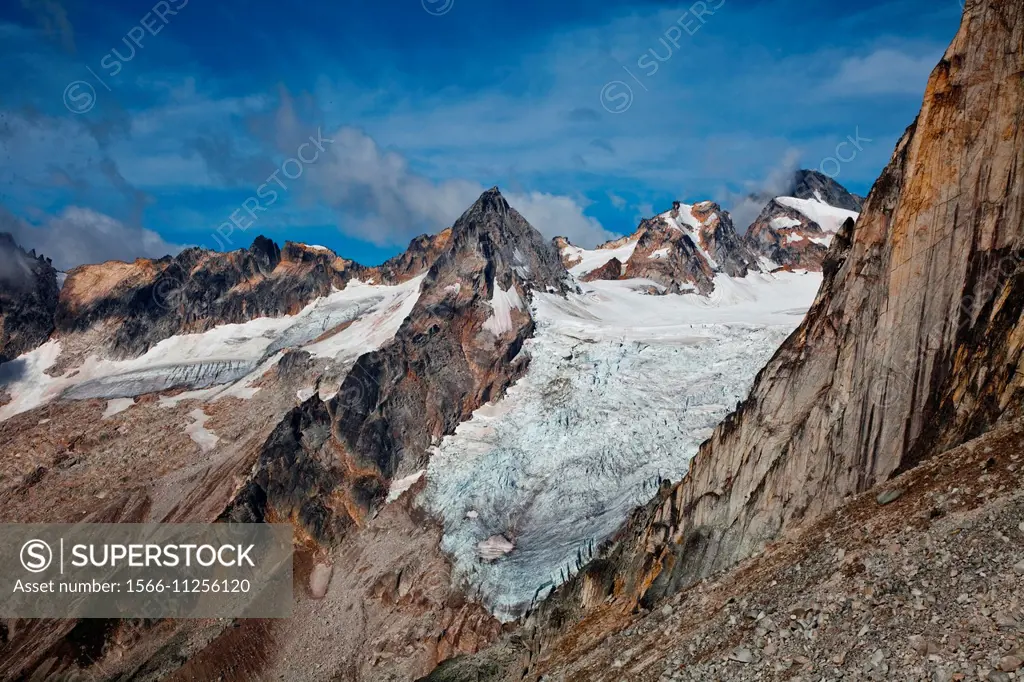Glaciers and peaks in Bugaboo Provincial Park, British Columbia, Canada.