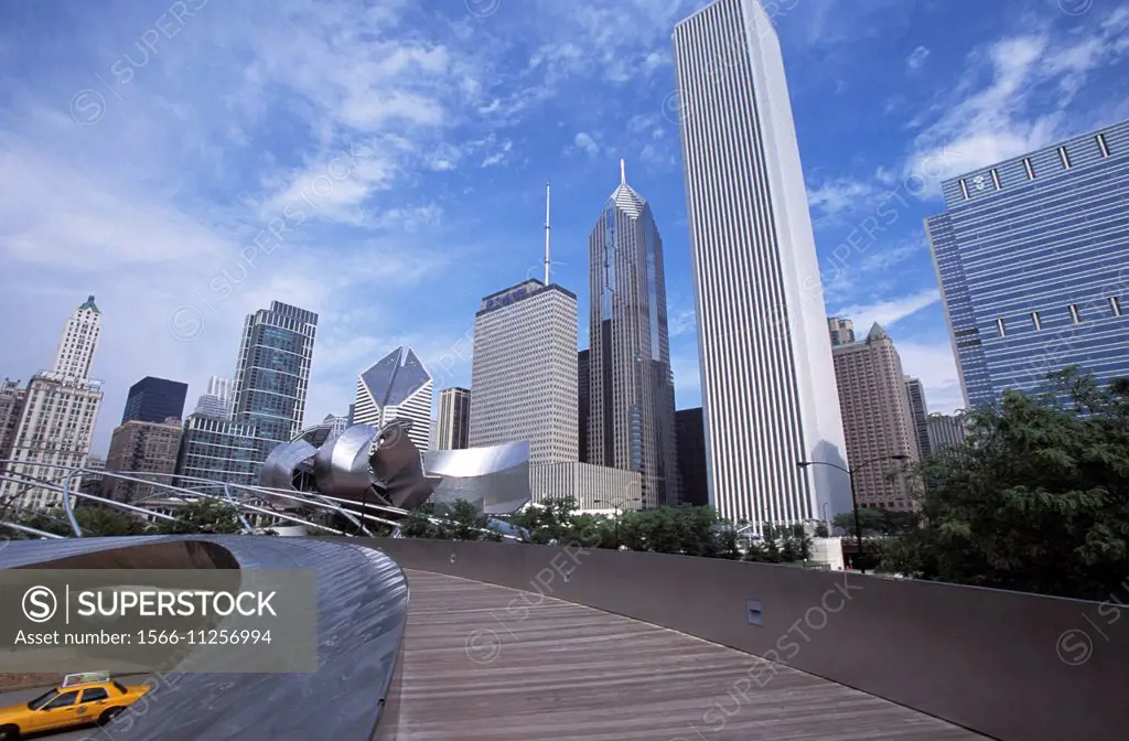 The Millennium Park, BP bridge by Frank Gehry, Chicago, USA