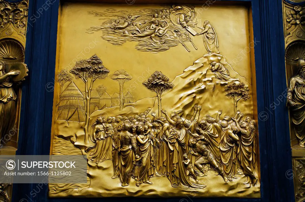The Paradise door of the Ghiberti«s Baptistry, Florence, Tuscany, Italy.