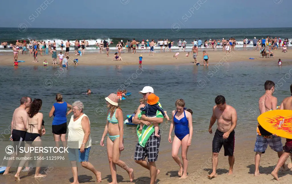 Truro, Massachusetts - The crowded Head of the Meadow Beach in Cape Cod National Seashore