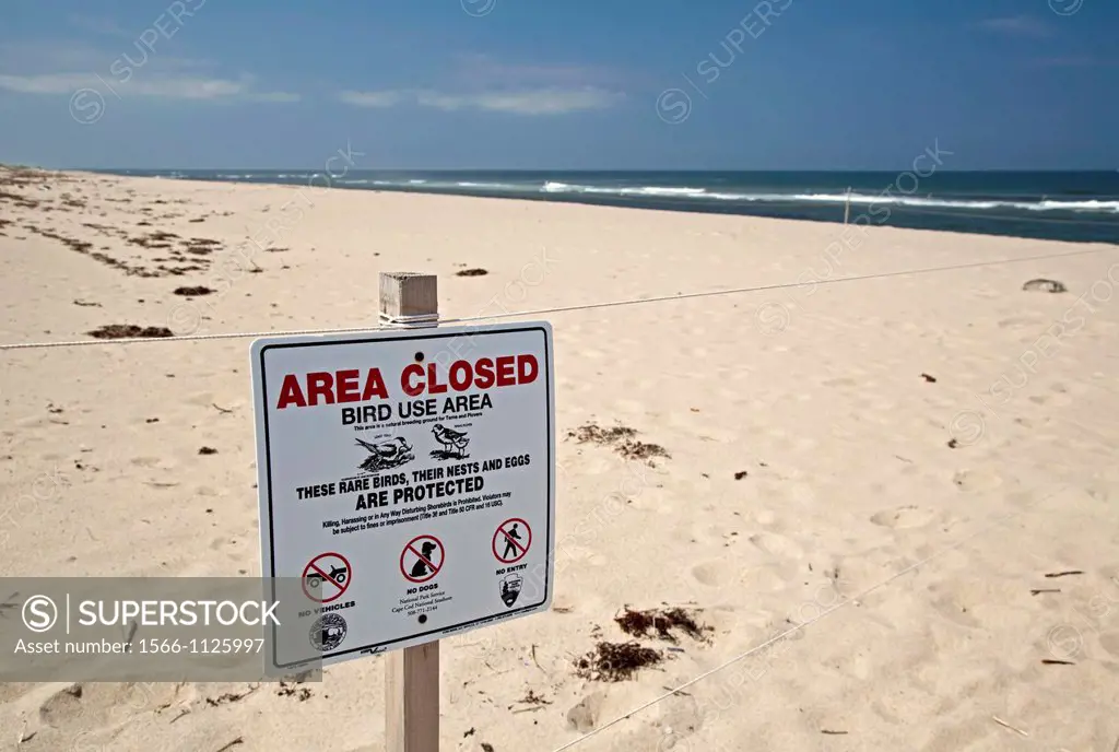 Truro, Massachusetts - Part of the Head of the Meadow Beach in Cape Cod National Seashore, closed to provide protection for rare nesting birds includi...