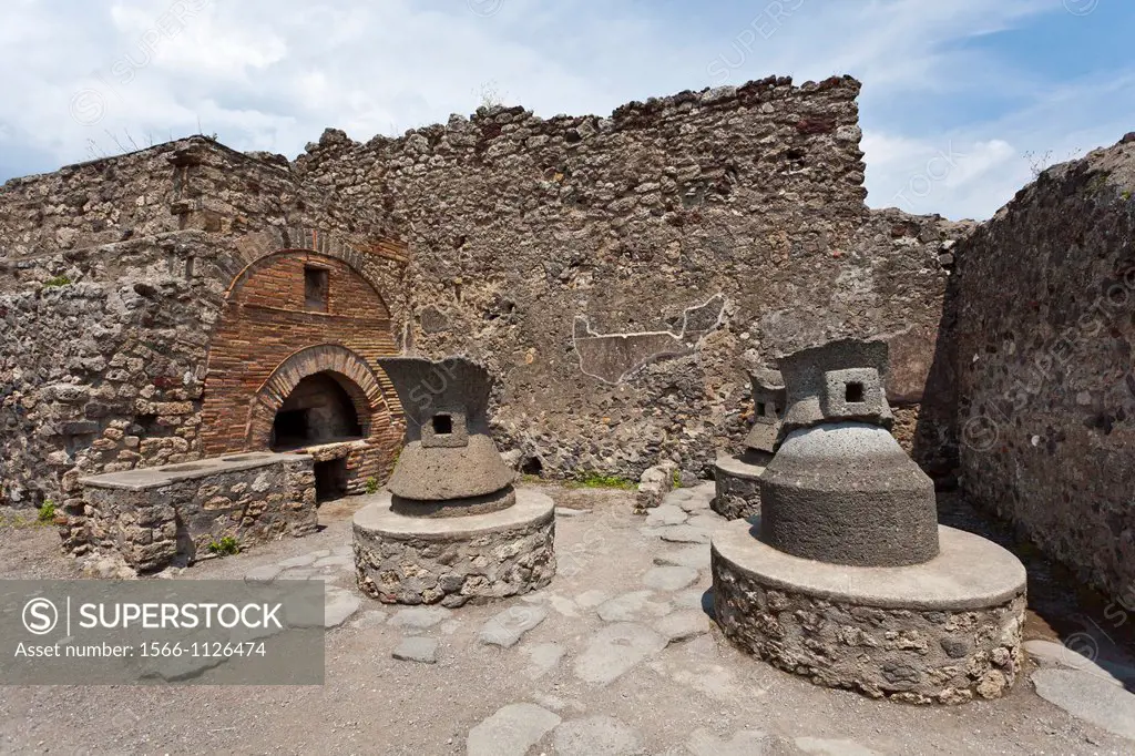 The Bakery with ovens in the ruins of Pompeii, Italy