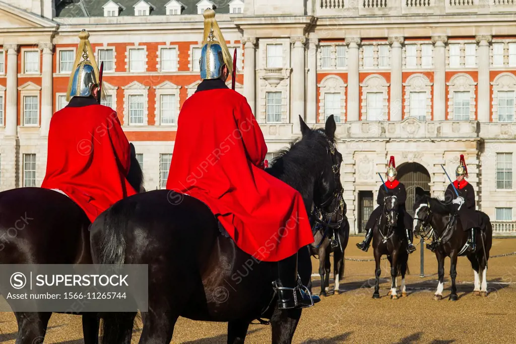 England, London, St. James, Horse Guards Parade, changing of the guard ceremony.