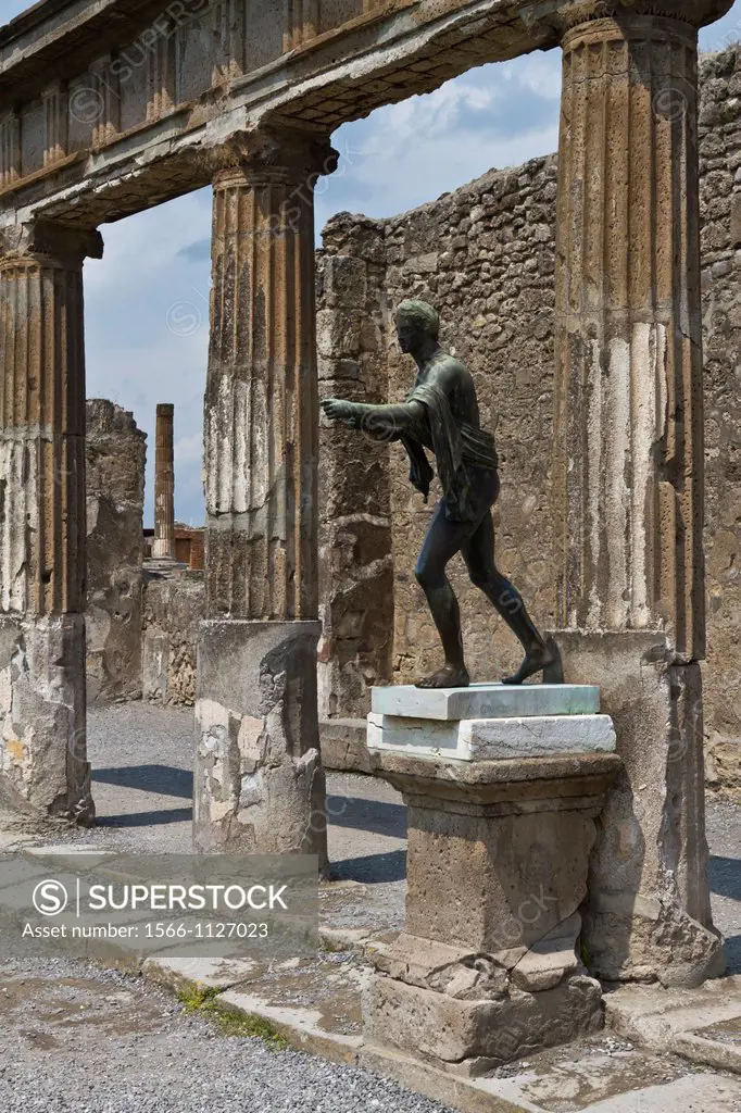The former Temple of Apollo in the ruins of Pompeii, Italy