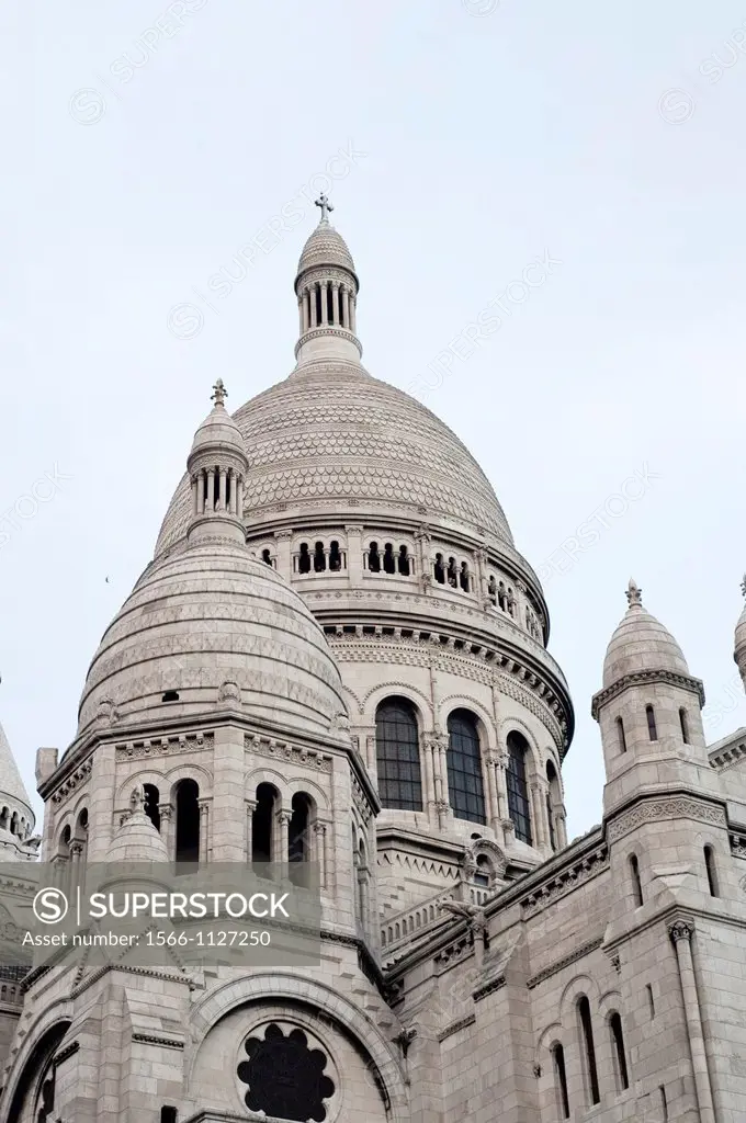 Paris, France, Sacre Coeur Basilica, Architectural Detail, Church Monument, in Montmartre District