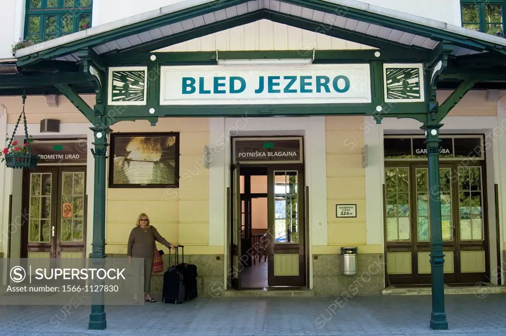 Waiting for the train at Bled Jezero Lake Bled station, Slovenia