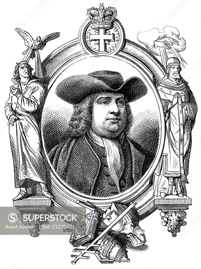 William Penn, 1644 - 1718, founder of the colony of Pennsylvania,.