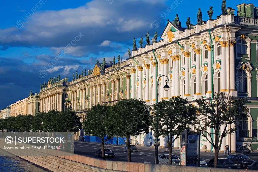 Hermitage Museum and Neva River  St  Petersburg  Russia.