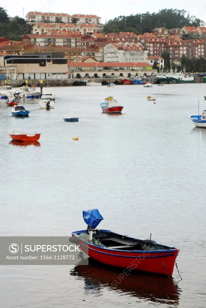 Boat in the port of San Vicente de la Barquera, Cantabria, Spain