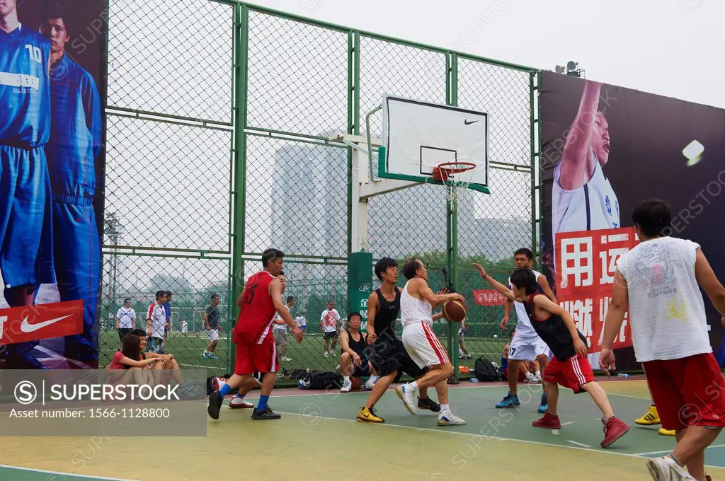 China, Beijing, basketball ground in the city center