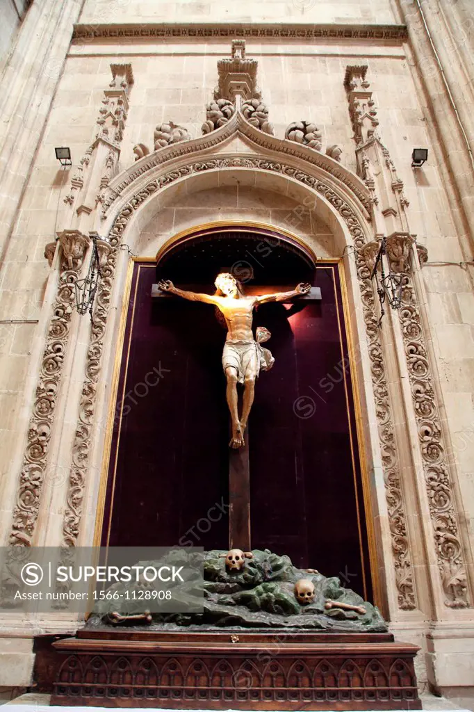 Jesus crucified, Interior of the Cathedral, Salamanca, Castilla y Leon, Spain, Europe