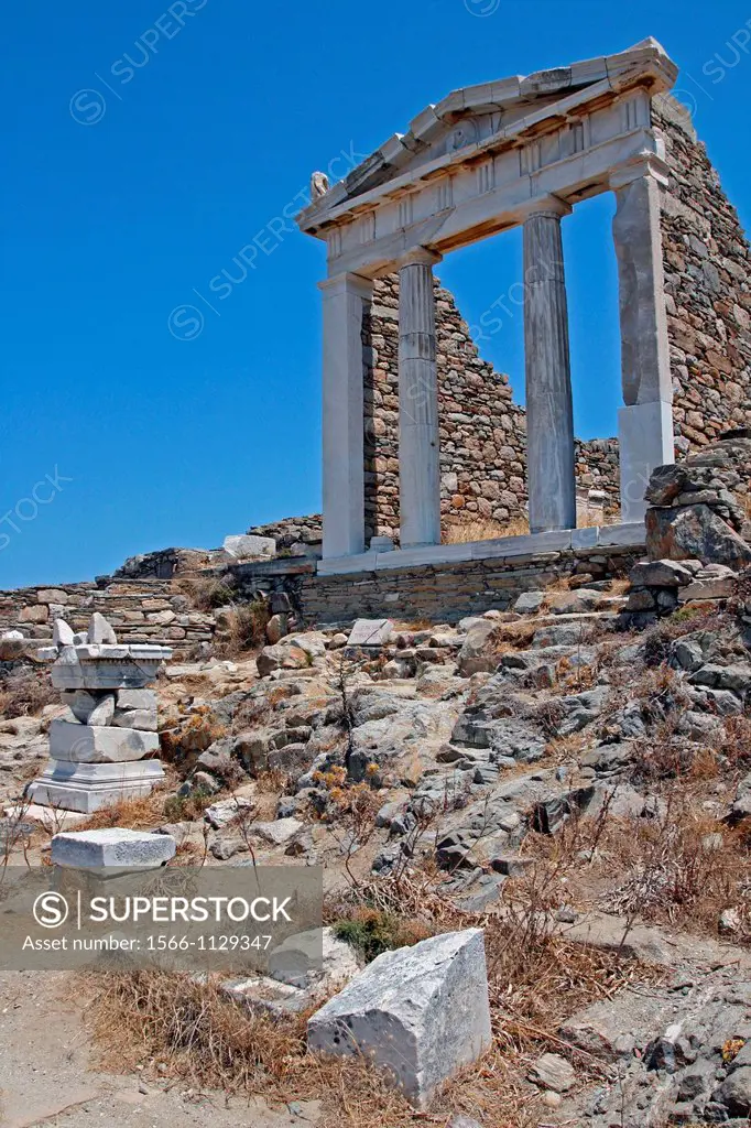 temple, archaeological ruins, Delos, Greece