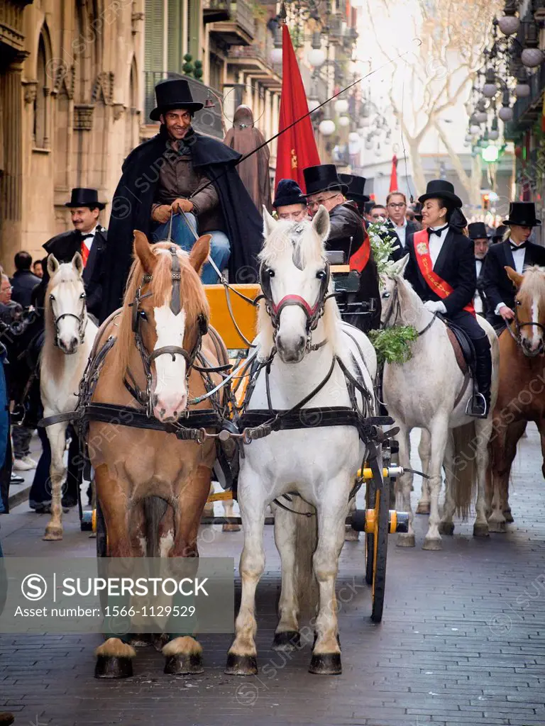 ´Els tres tombs´, Saint Anthony the Great festivity, Barcelona, Catalonia, Spain