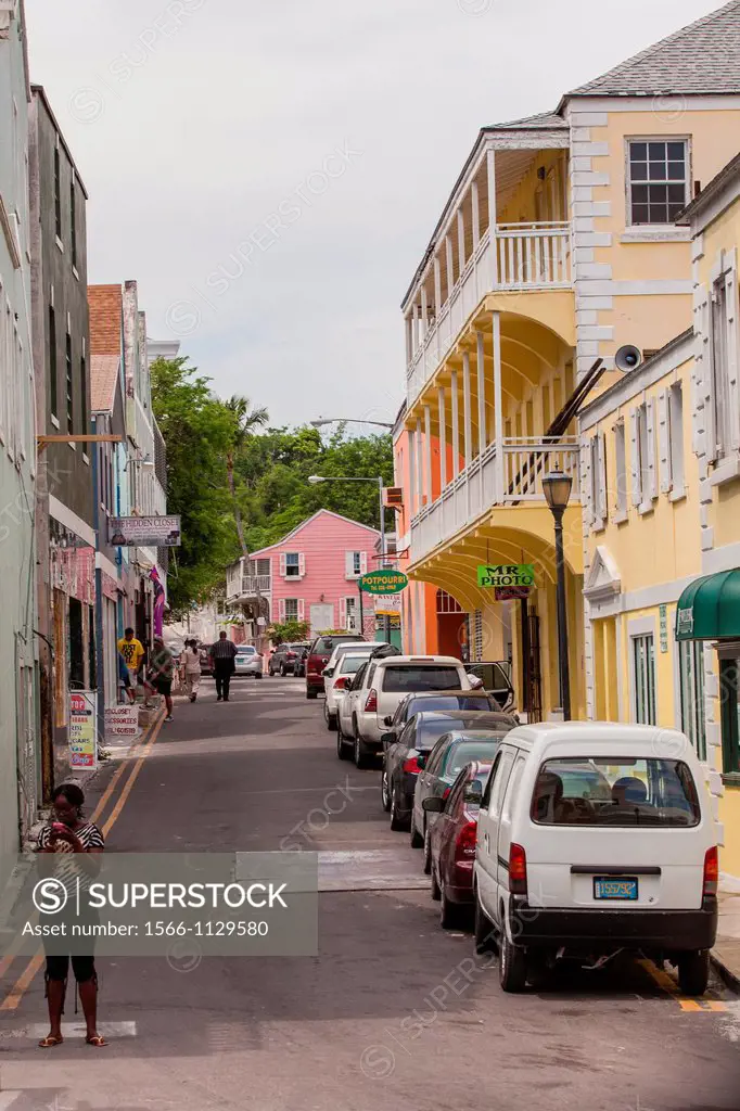 Colonial street in Nassau, Bahamas